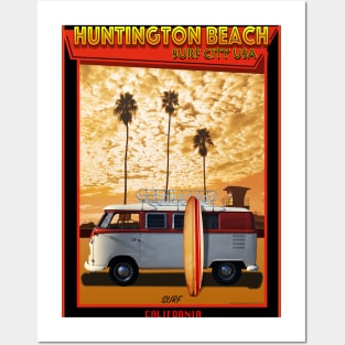 SURF HUNTINGTON BEACH SURF CITY USA Posters and Art